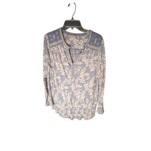 Lucky Brand Womens 2X Long Sleeve Floral Embroidered Blouse